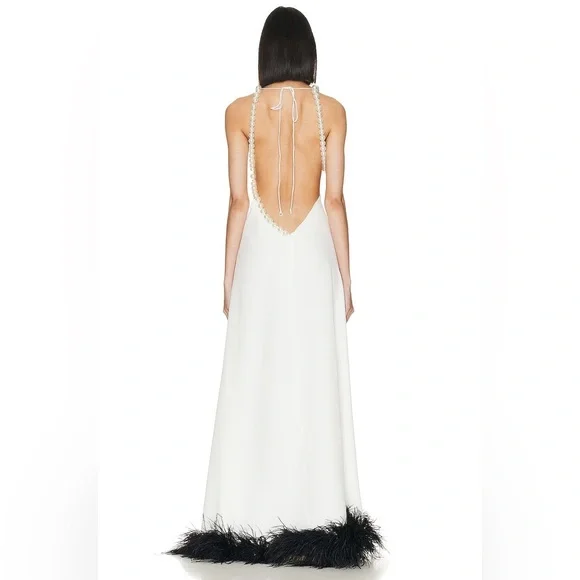 PatBo Halterneck Feather Trim Gown - Picture 5 of 13